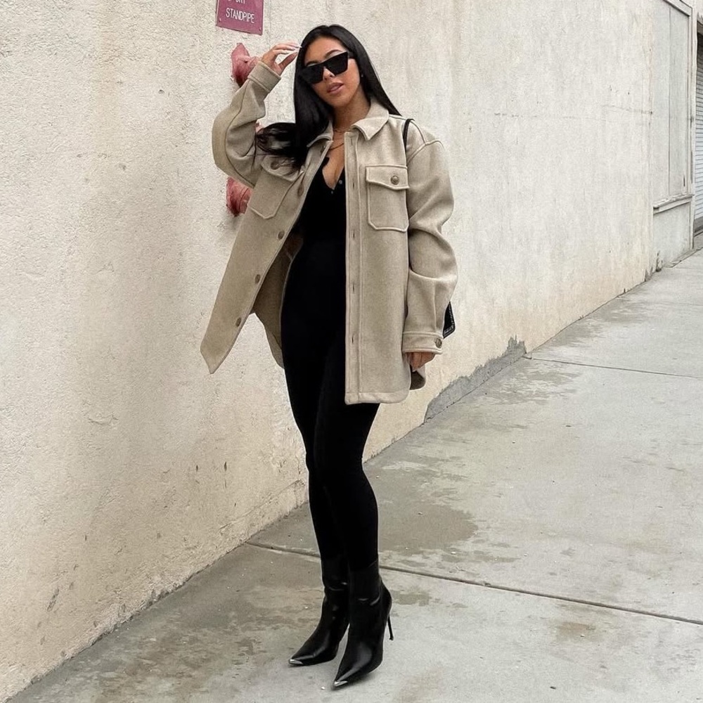 Oversized Beige Shacket
